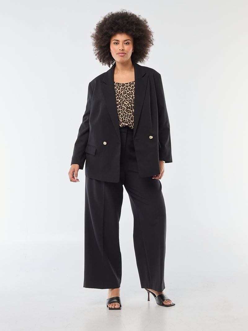 Chaqueta de traje larga con doble botonadura Negro - Kiabi