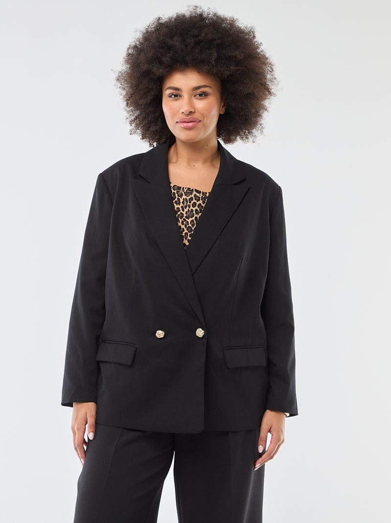 Chaqueta de traje larga con doble botonadura Negro - Kiabi