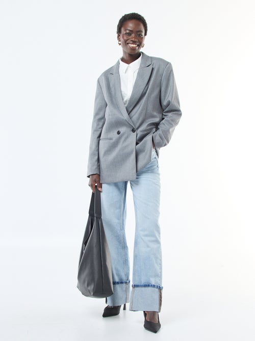 Chaqueta de traje oversize de franela - Kiabi