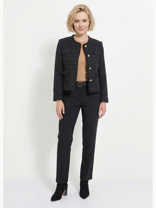 Chaqueta de tweed abotonada con flecos y sin cuello - AFIBEL - Kiabi