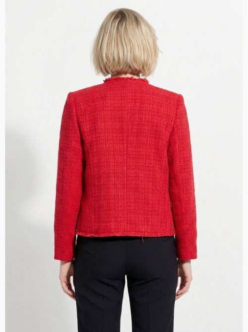 Chaqueta de tweed abotonada con flecos y sin cuello - AFIBEL - Kiabi