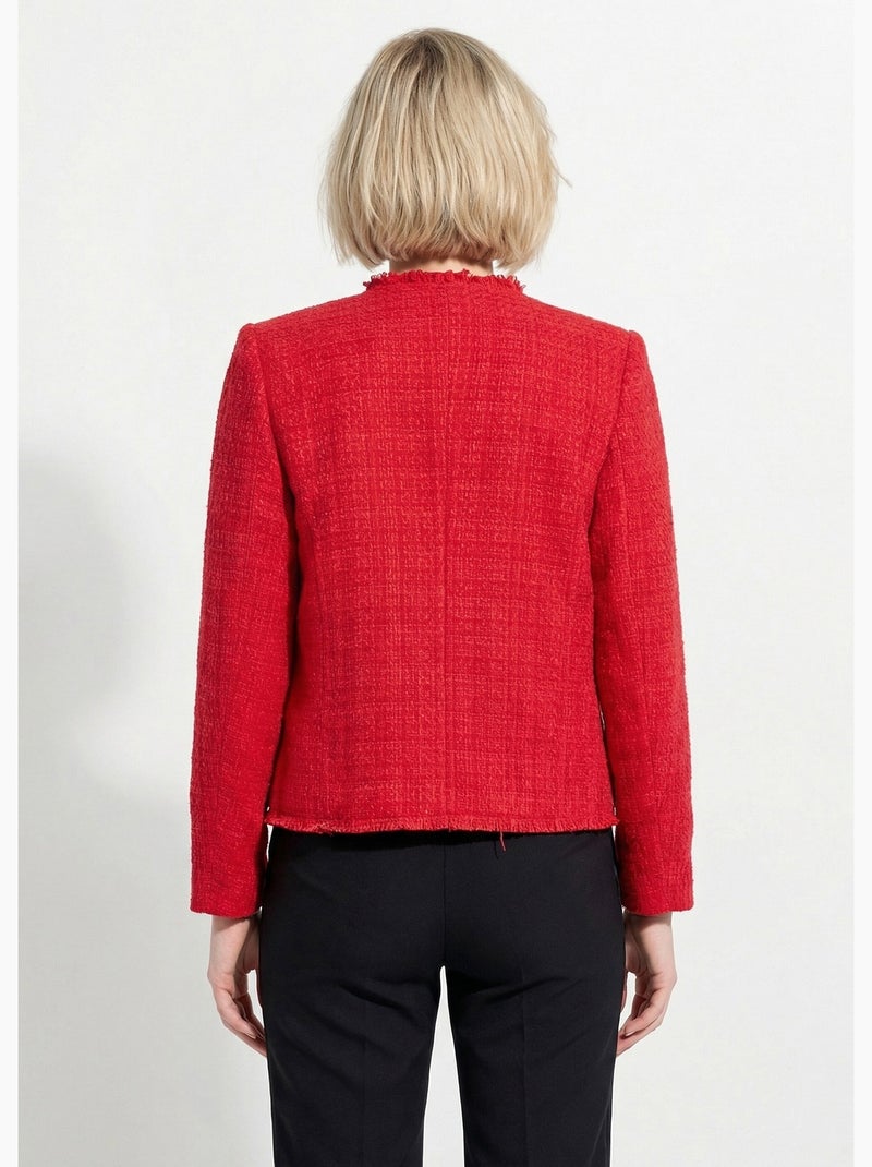 Chaqueta de tweed abotonada con flecos y sin cuello - AFIBEL Rojo - Kiabi