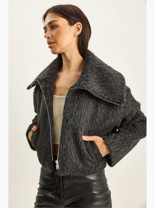 Chaqueta de tweed acolchada gruesa con cierre de cremallera lucci - Kiabi Chaqueta de tweed acolchada gruesa con cierre de cremallera lucci - Kiabi