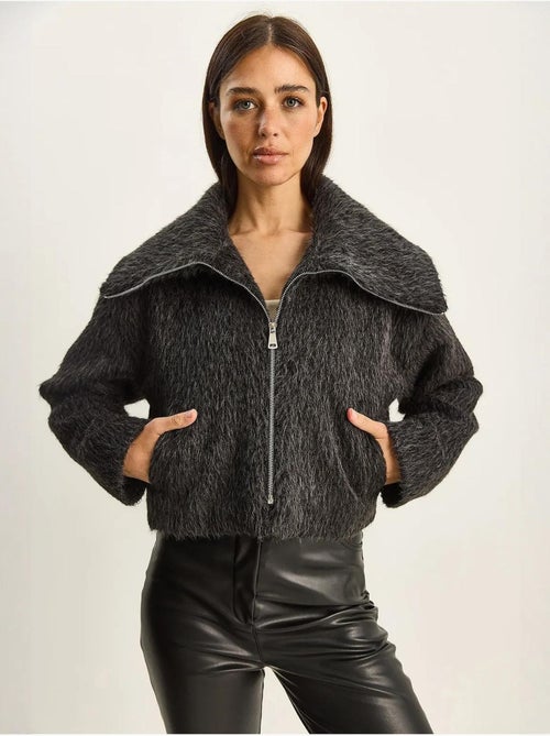 Chaqueta de tweed acolchada gruesa con cierre de cremallera lucci - Kiabi Chaqueta de tweed acolchada gruesa con cierre de cremallera lucci - Kiabi