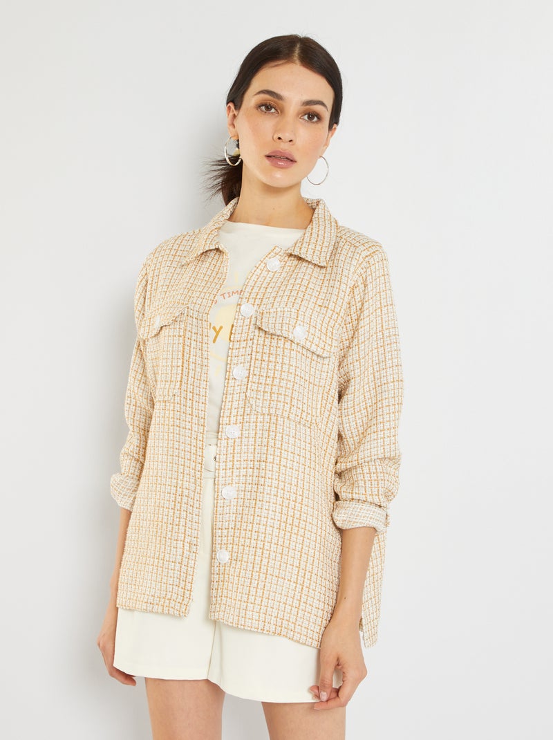 Chaqueta de tweed con botones blancos amarillo/blanco - Kiabi