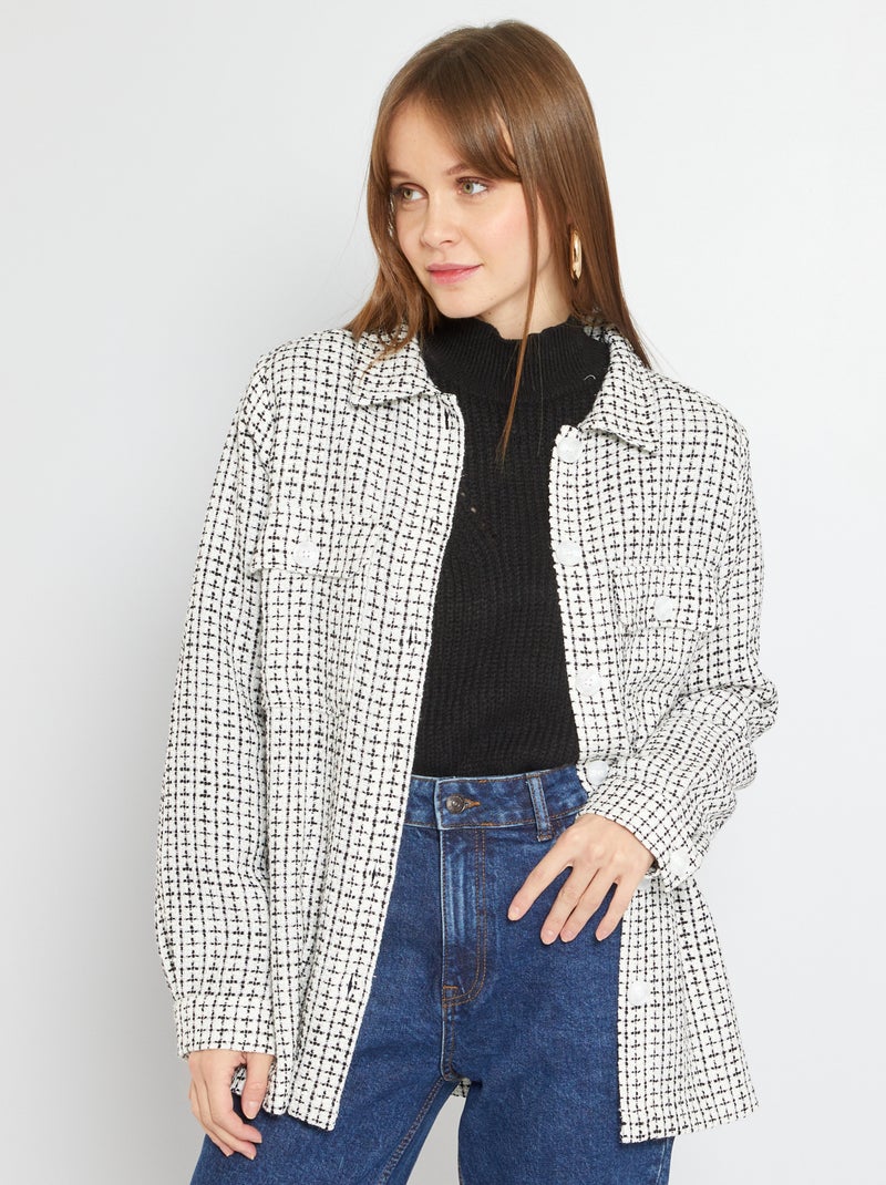 Chaqueta de tweed con botones blancos NEGRO - Kiabi
