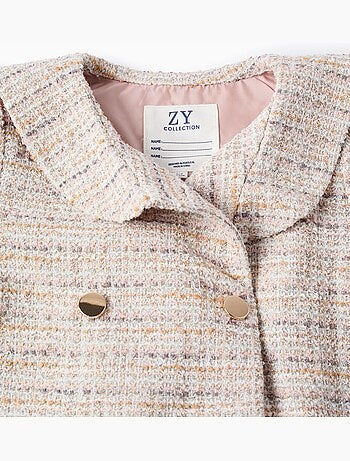 Chaqueta de tweed con cuello marinero y pliegues