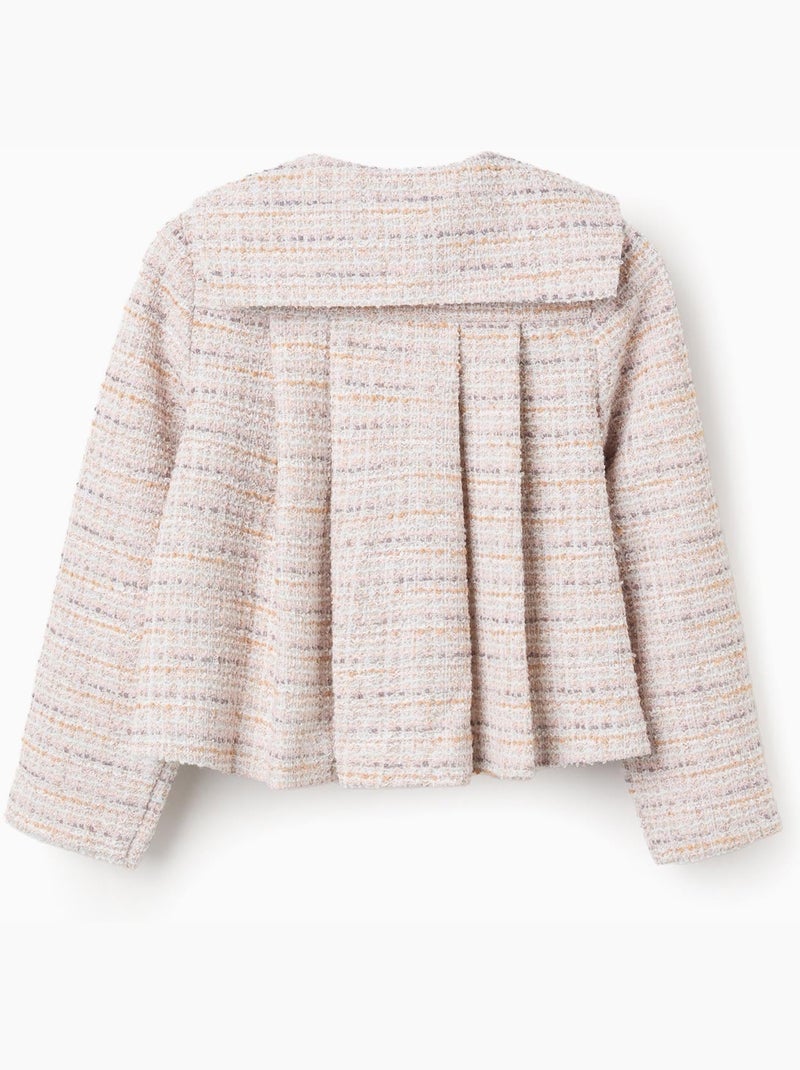 Chaqueta de tweed con cuello marinero y pliegues Rosa claro - Kiabi