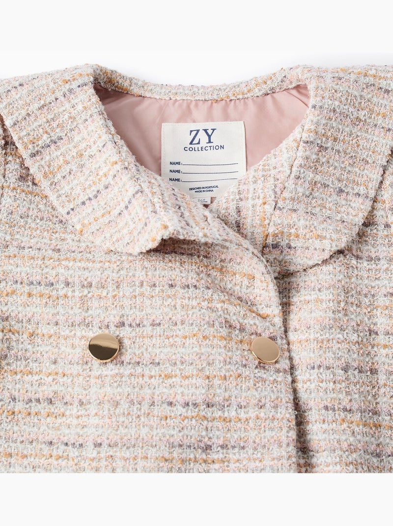 Chaqueta de tweed con cuello marinero y pliegues Rosa claro - Kiabi