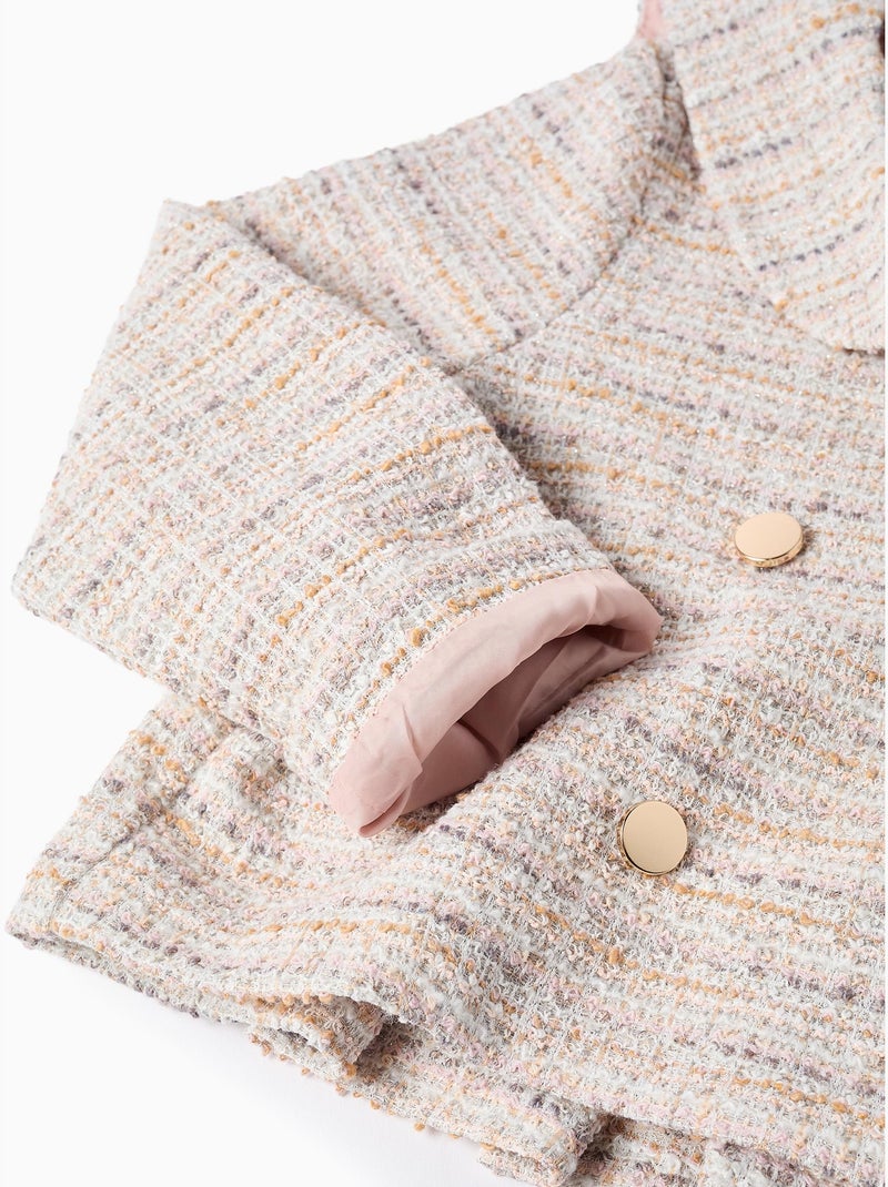 Chaqueta de tweed con cuello marinero y pliegues Rosa claro - Kiabi