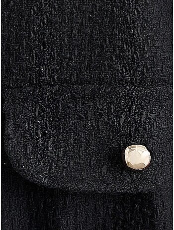 Chaqueta de tweed de cuello redondo con detalle de bolsillo hiccup
