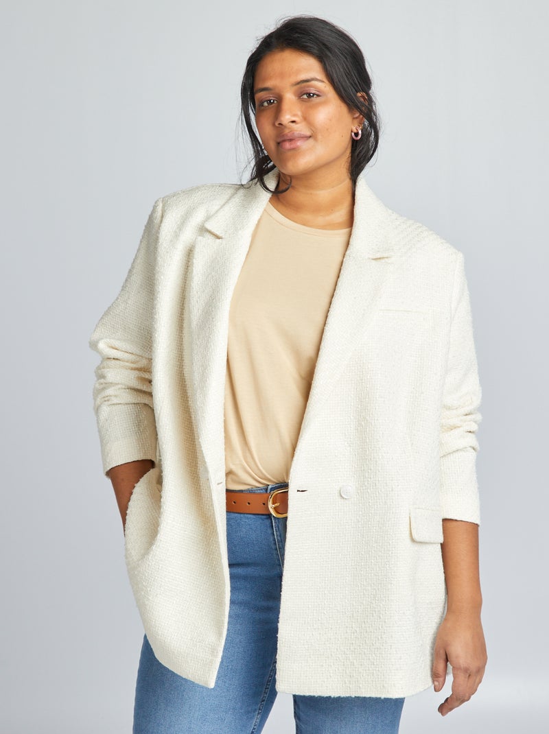 Chaqueta de tweed midi BEIGE - Kiabi