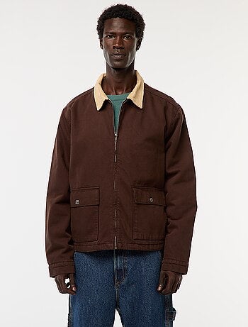 Chaqueta de twill con cremallera y cuello acanalado