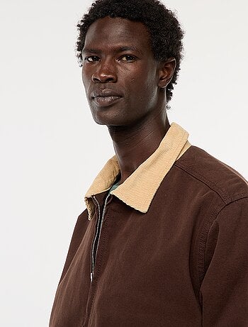 Chaqueta de twill con cremallera y cuello acanalado