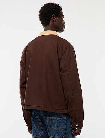 Chaqueta de twill con cremallera y cuello acanalado