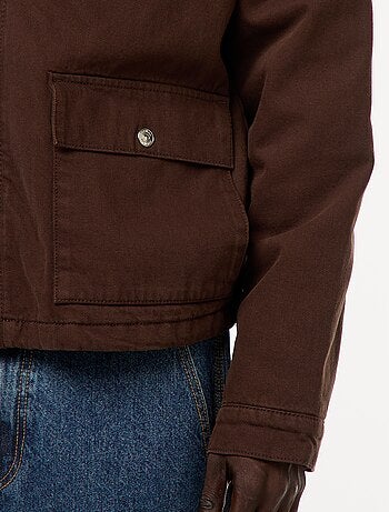 Chaqueta de twill con cremallera y cuello acanalado