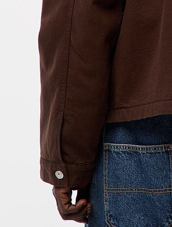 Chaqueta de twill con cremallera y cuello acanalado