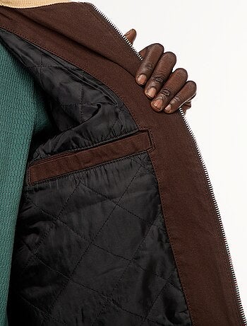 Chaqueta de twill con cremallera y cuello acanalado