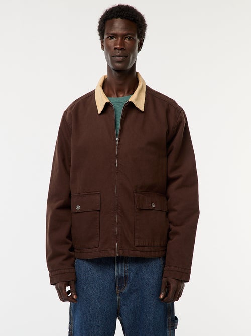 Chaqueta de twill con cremallera y cuello acanalado - Kiabi