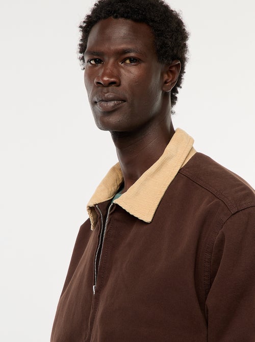 Chaqueta de twill con cremallera y cuello acanalado - Kiabi