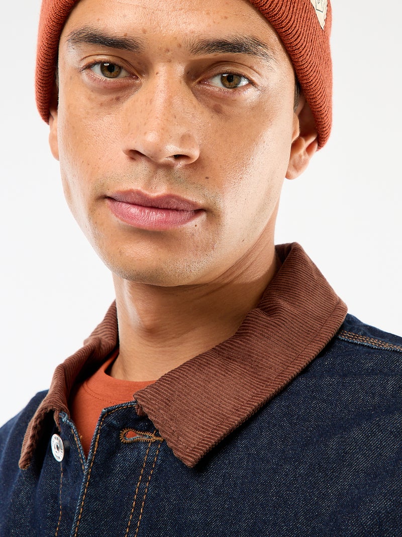 Chaqueta denim con cuello de pana Azul - Kiabi