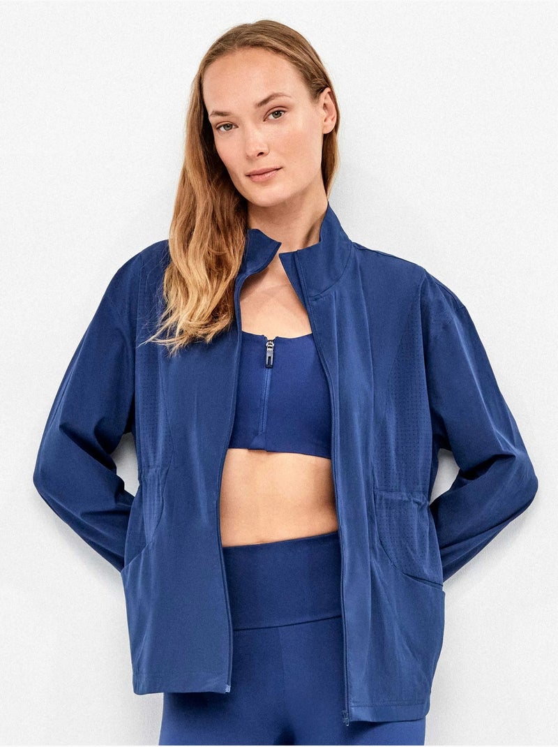 Chaqueta deportiva con cremallera y ajuste en cintura Azul marino - Kiabi