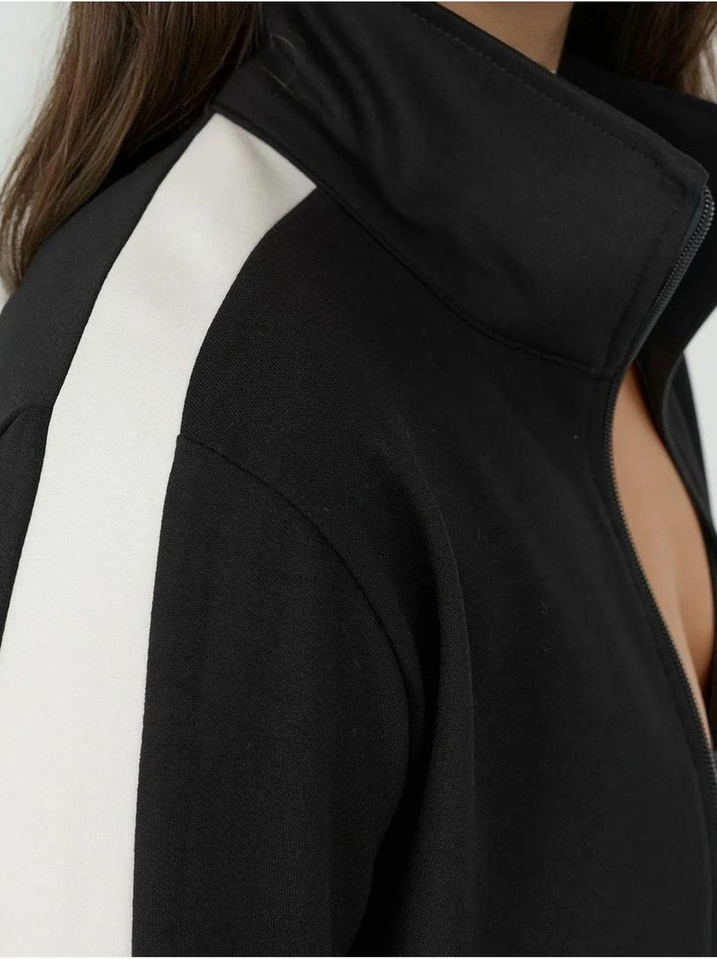 Chaqueta deportiva de cuello alto de modal suave al tacto hiccup Negro - Kiabi