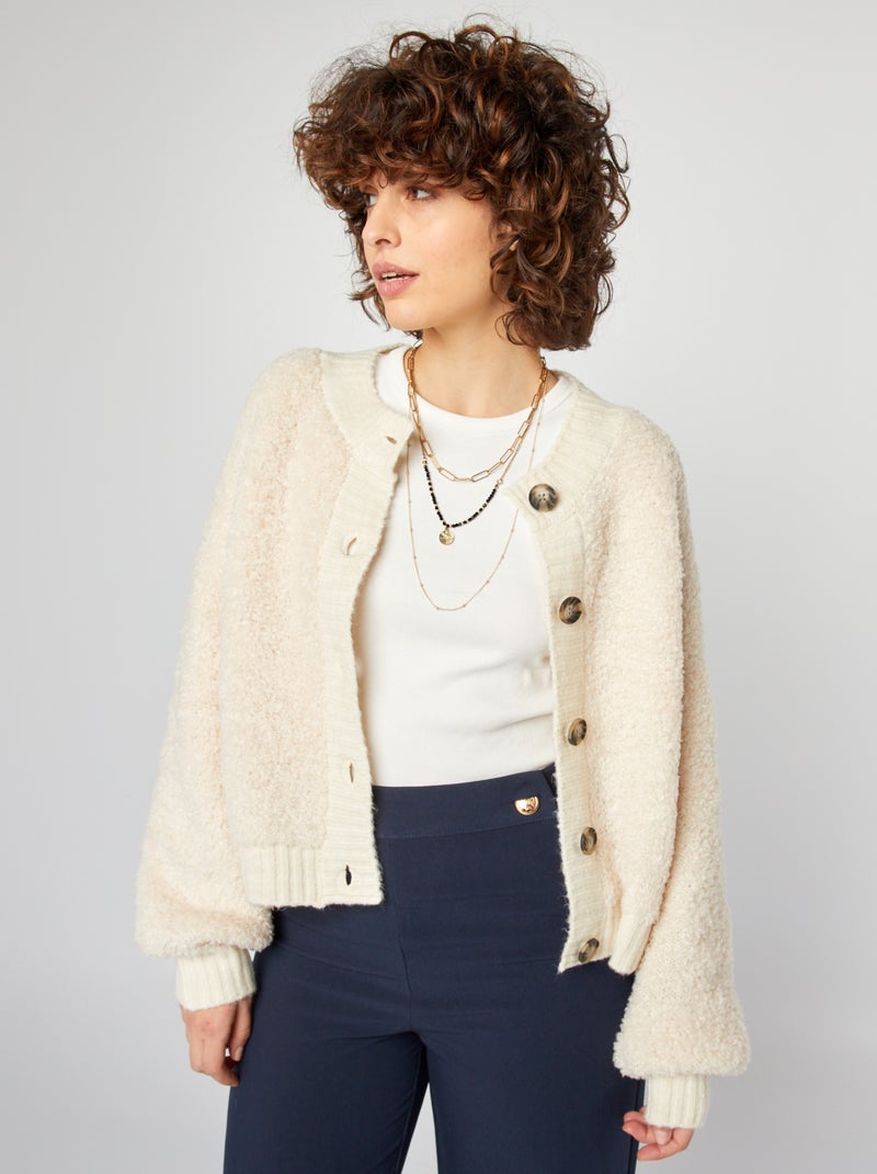 Chaqueta efecto borreguito BEIGE - Kiabi