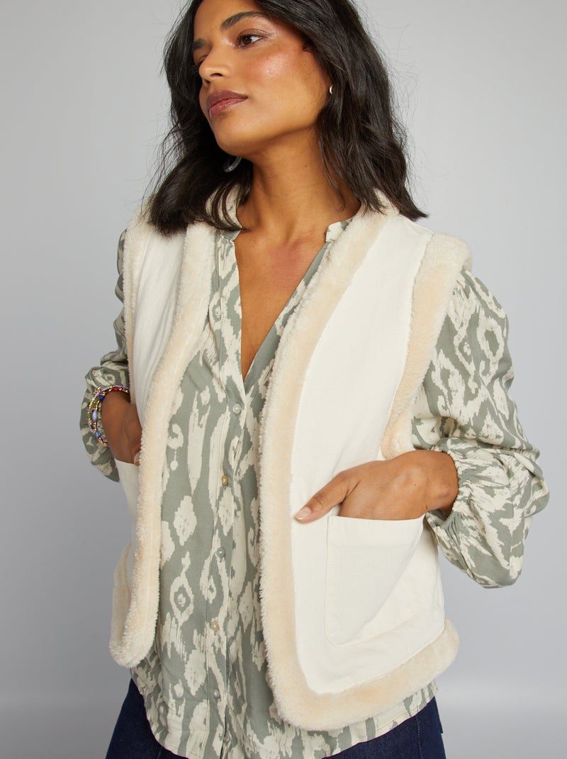 Chaqueta efecto borreguito BLANCO - Kiabi