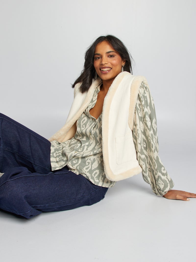 Chaqueta efecto borreguito BLANCO - Kiabi