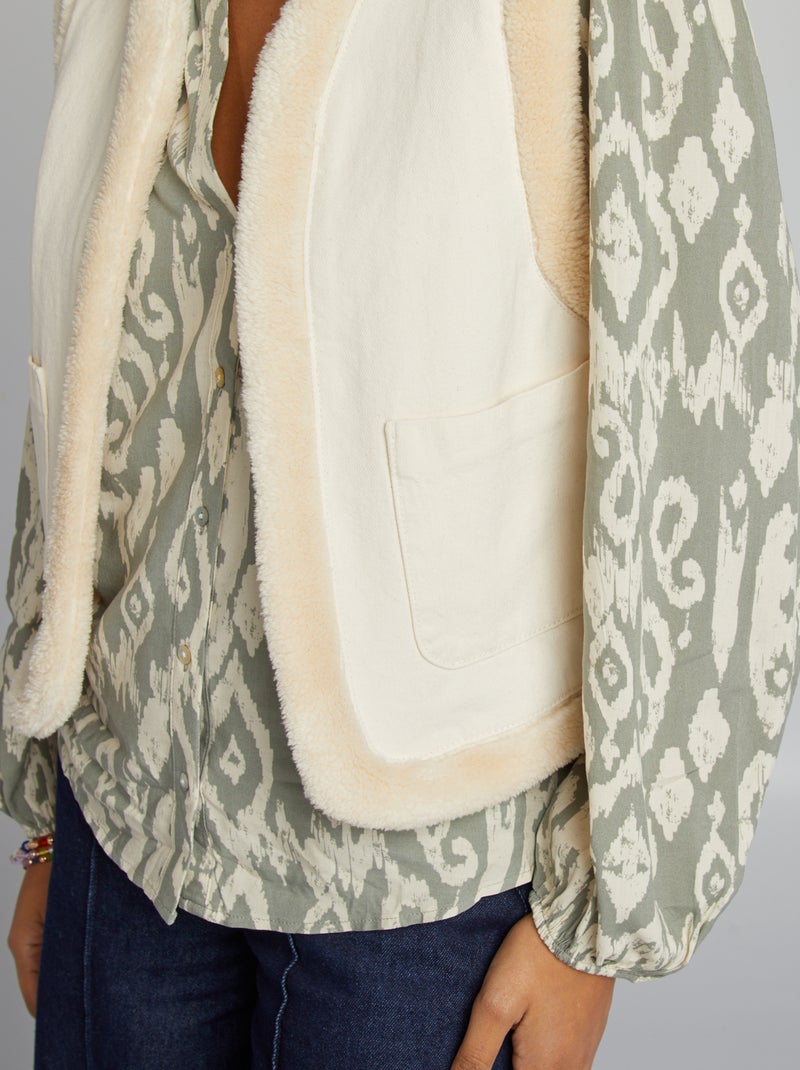 Chaqueta efecto borreguito BLANCO - Kiabi