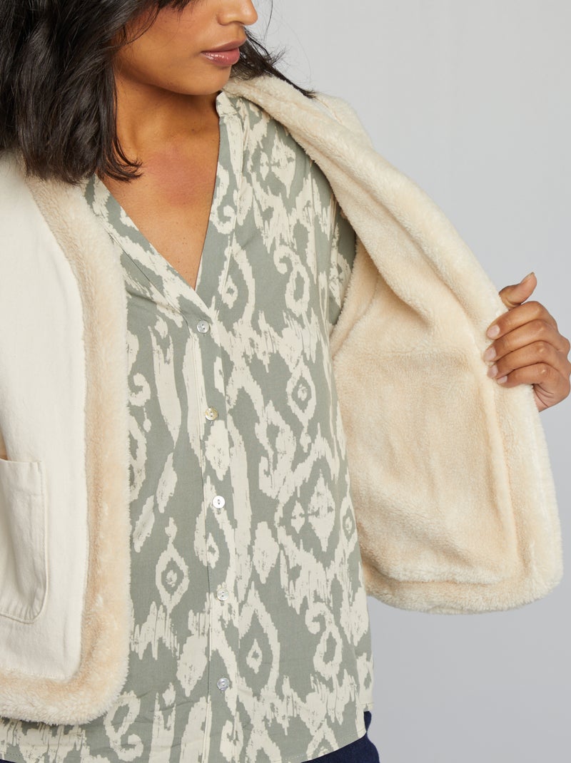 Chaqueta efecto borreguito BLANCO - Kiabi