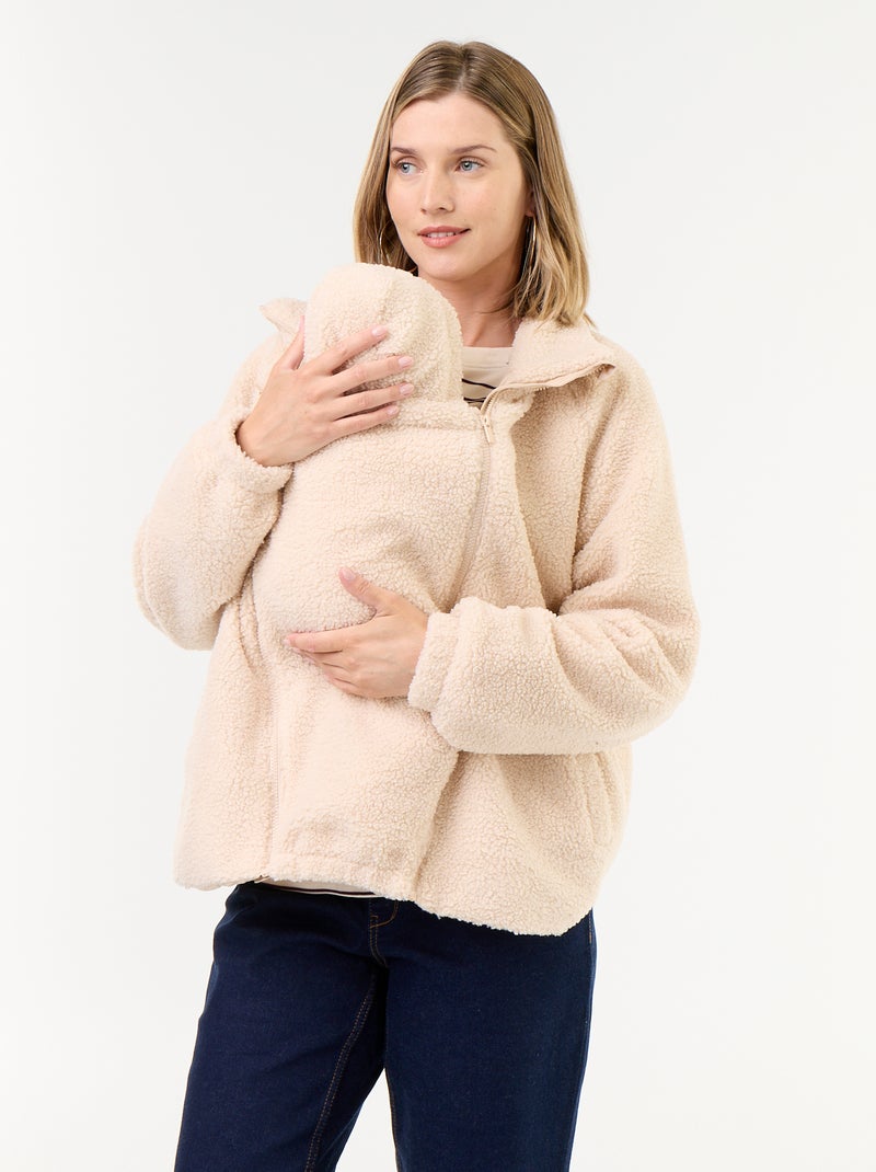 Chaqueta efecto borreguito de maternidad y porteo Beige - Kiabi