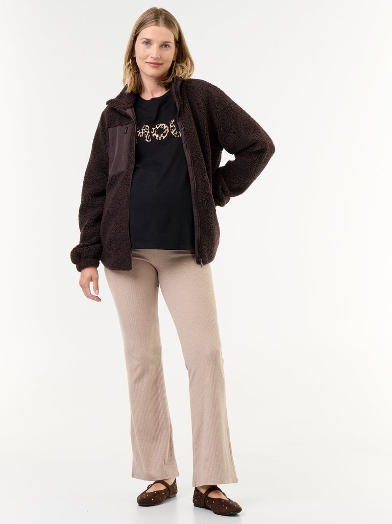 Chaqueta efecto borreguito de maternidad y porteo Marron - Kiabi