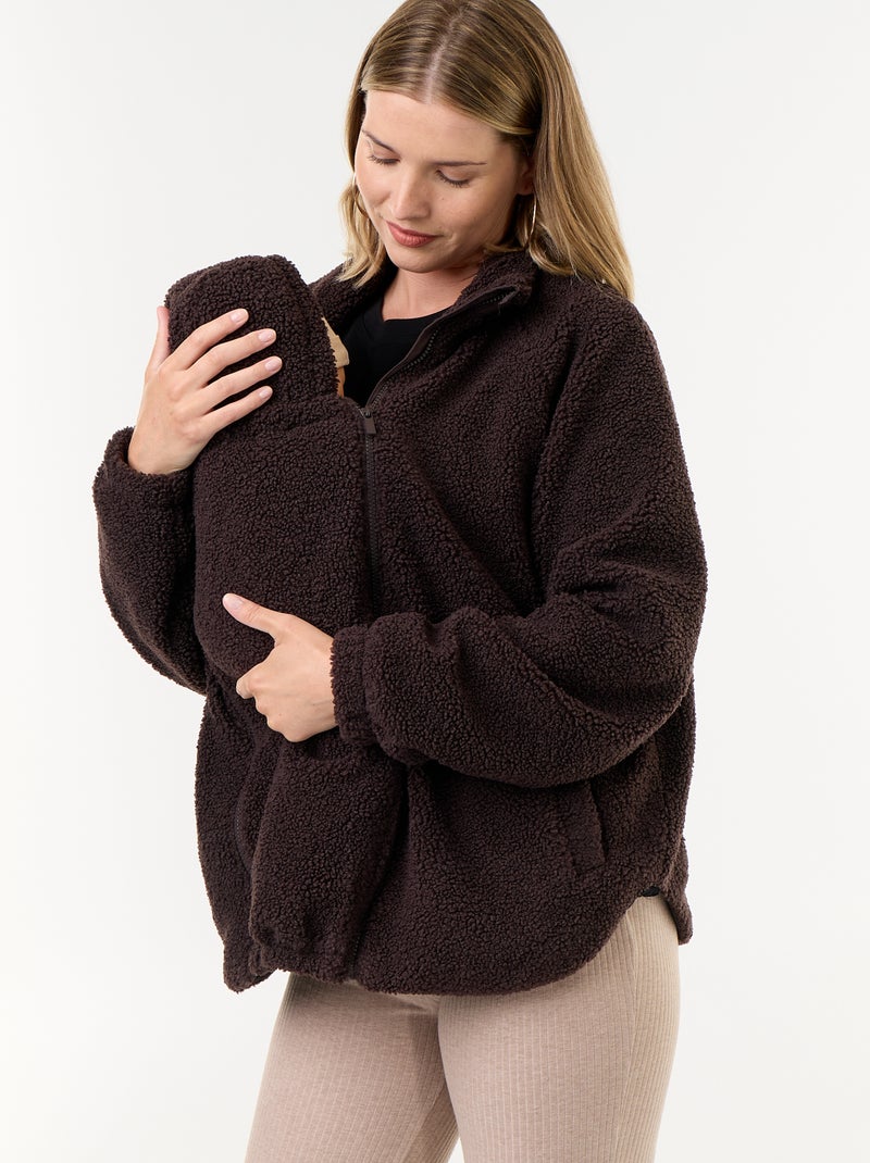Chaqueta efecto borreguito de maternidad y porteo Marron - Kiabi