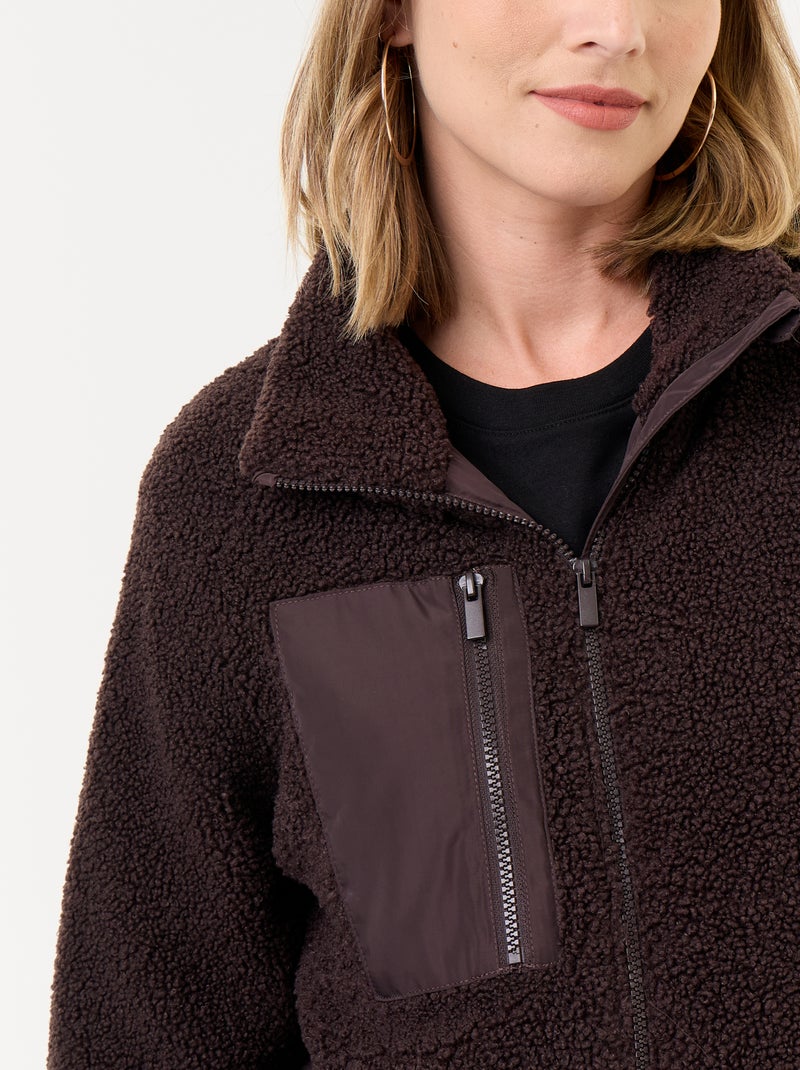 Chaqueta efecto borreguito de maternidad y porteo Marron - Kiabi