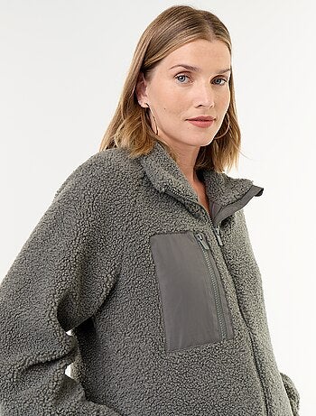 Chaqueta efecto borreguito de maternidad y porteo