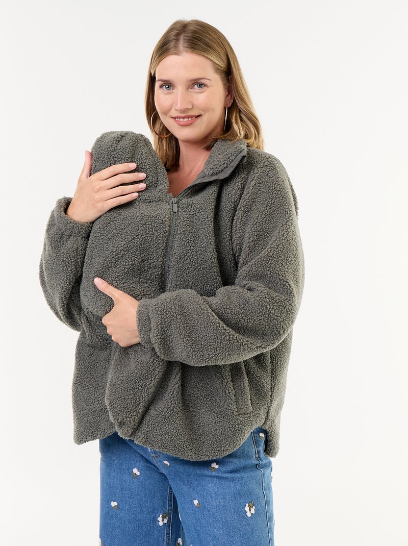 Chaqueta efecto borreguito de maternidad y porteo Verde - Kiabi