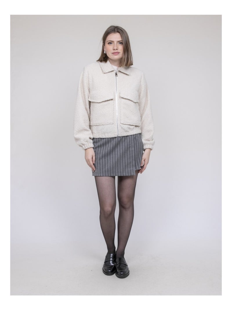 Chaqueta efecto borreguito UBILIVE Crudo - Kiabi