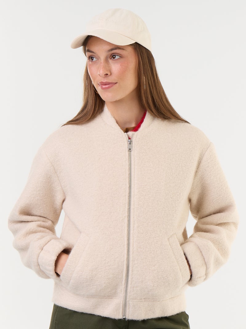 Chaqueta efecto lana Beige - Kiabi