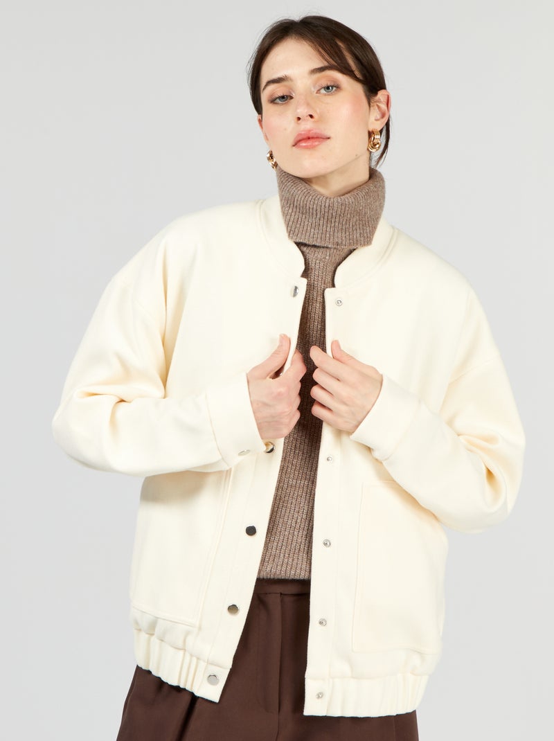 Chaqueta efecto lana con bajo elástico BEIGE - Kiabi