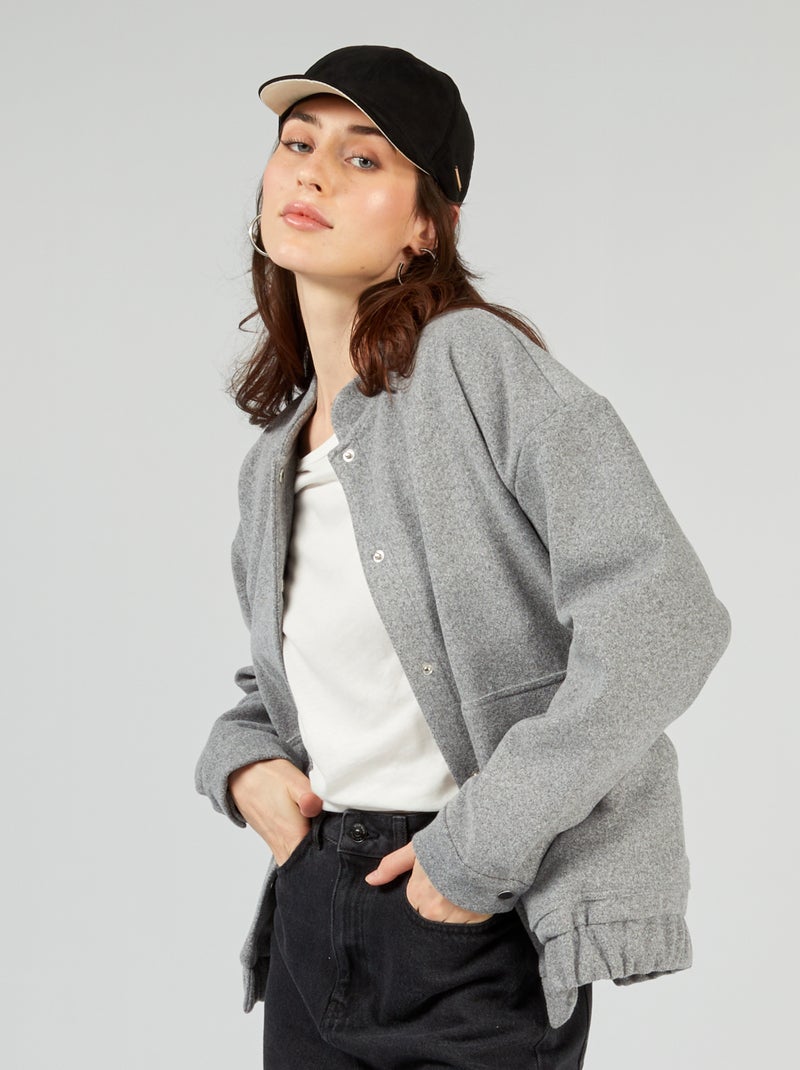 Chaqueta efecto lana con bajo elástico GRIS - Kiabi