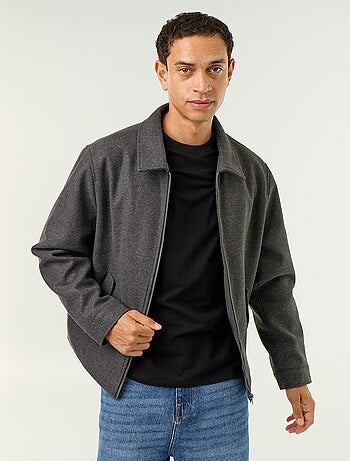 Chaqueta efecto lana con cuello camisero