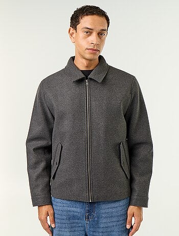 Chaqueta efecto lana con cuello camisero