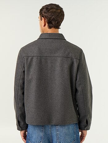 Chaqueta efecto lana con cuello camisero