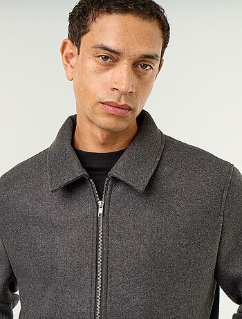 Chaqueta efecto lana con cuello camisero