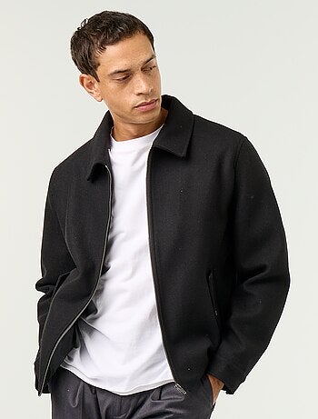 Chaqueta efecto lana con cuello camisero