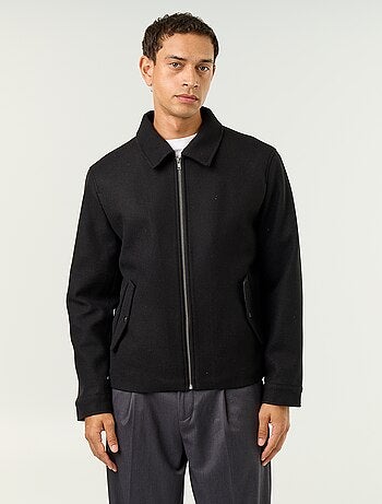 Chaqueta efecto lana con cuello camisero