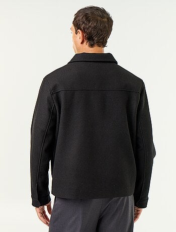Chaqueta efecto lana con cuello camisero