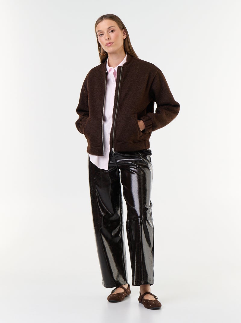 Chaqueta efecto lana Marron - Kiabi